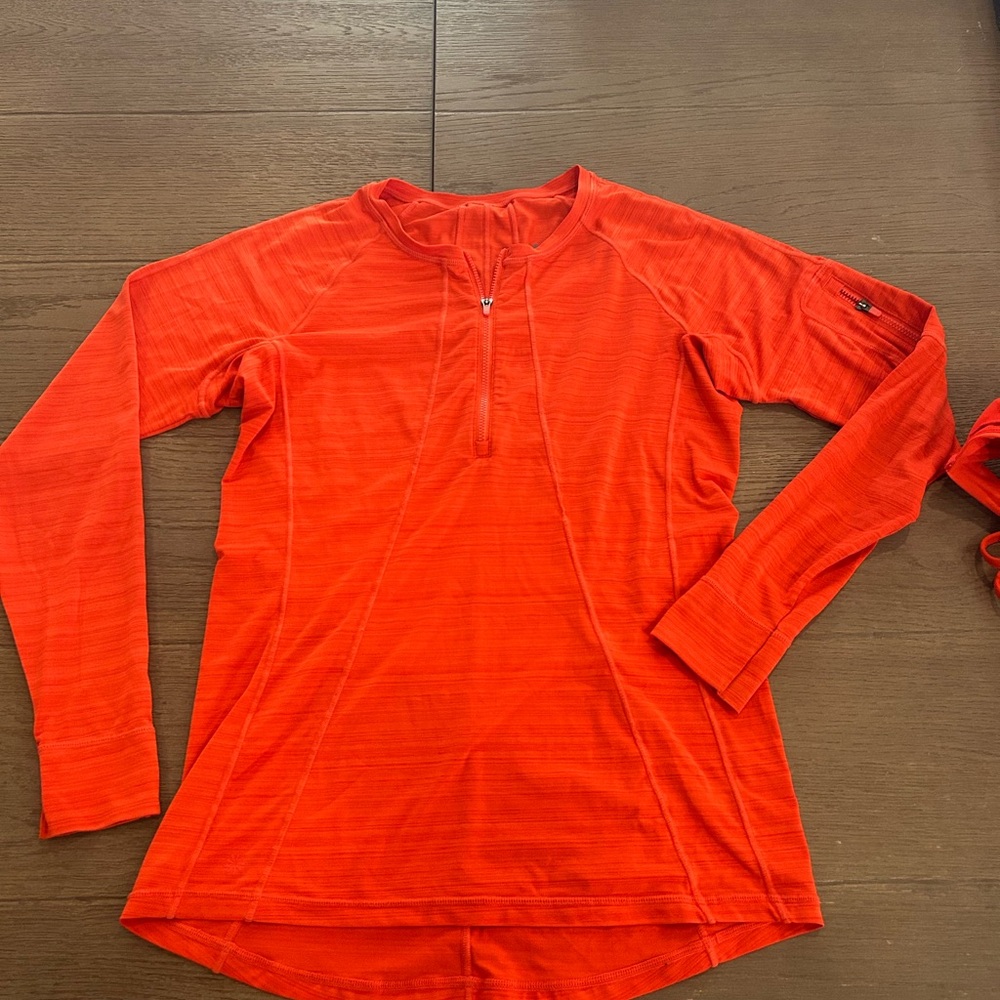 Athleta Fiery Orange Performance Top Long Sleeve